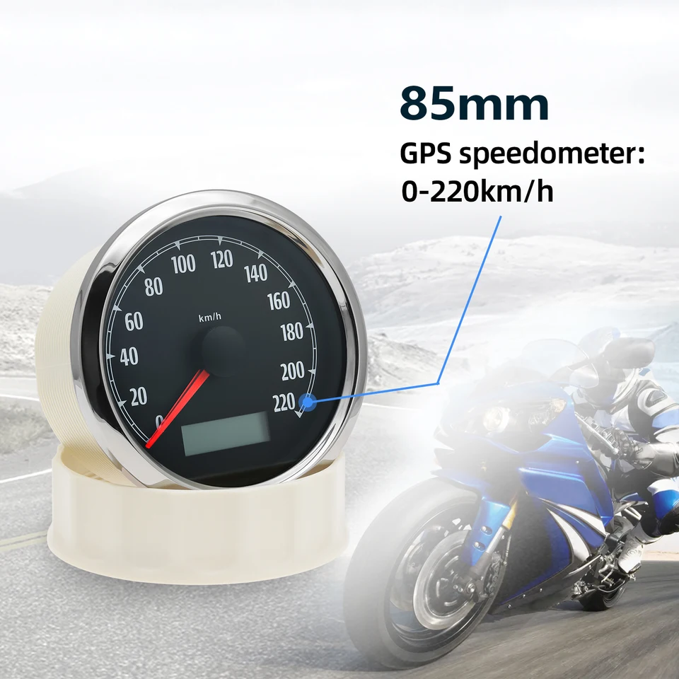 Custom Motorcycle Instrument 220kmh mph 85mm GPS Speedometer Gauge