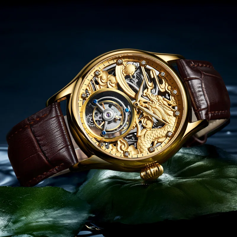 Aesop genuine tourbillon mechanical watch hollowed out mechanical watch fashionable waterproof gift men's high-end watch