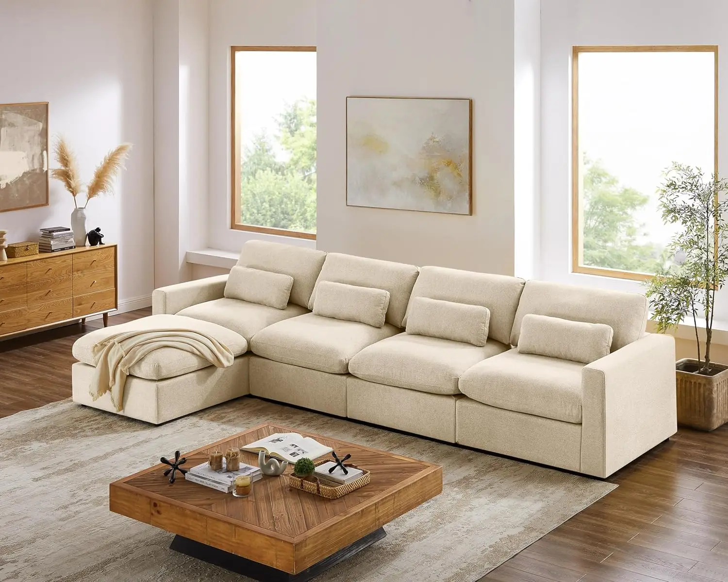 

149" Oversized Modular Sectional Sofa, Extra Large L Shaped Couch with Reversible Chaise, Living Room Sofa Couch