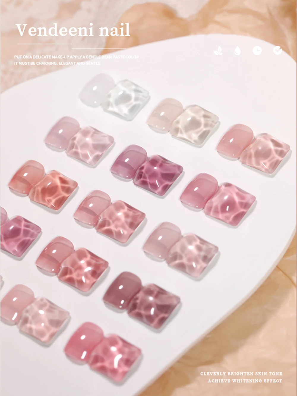 Vendeeni 15 Farben/Set Nude Pink Jelly Gel Nagellack Transparenter UV Soak-Off Gel-Lack Hautfarbener Gel-Lack mit Display – Detail 7