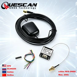 QUESCAN G10B-F30 M10 GPS GNSS Module with Active Antenna ESP Arduino GPS GLONASS BeiDou Galileo Receiver NMEA Positioning Module