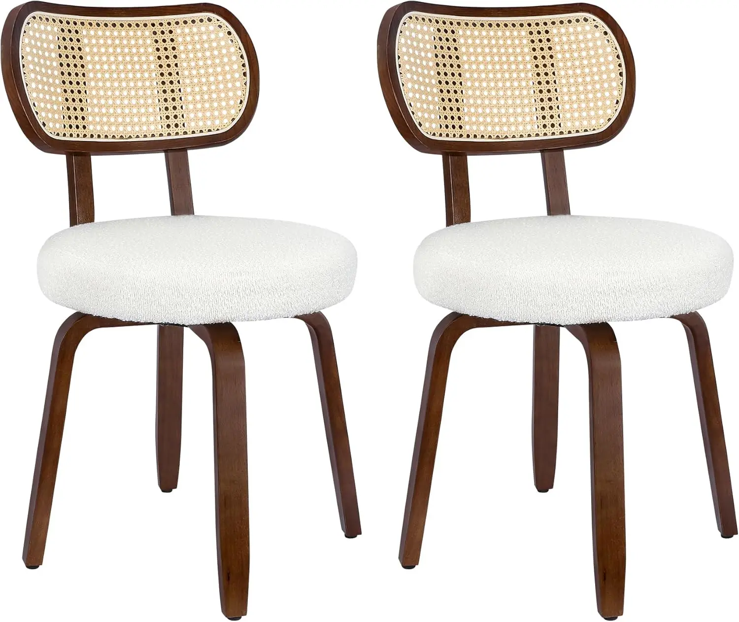 

Rattan Dining Chairs Set of 2, Swivel Mid Century Modern Wooden Chair, White Makeup Vanity Chair, Upholstered Chairs