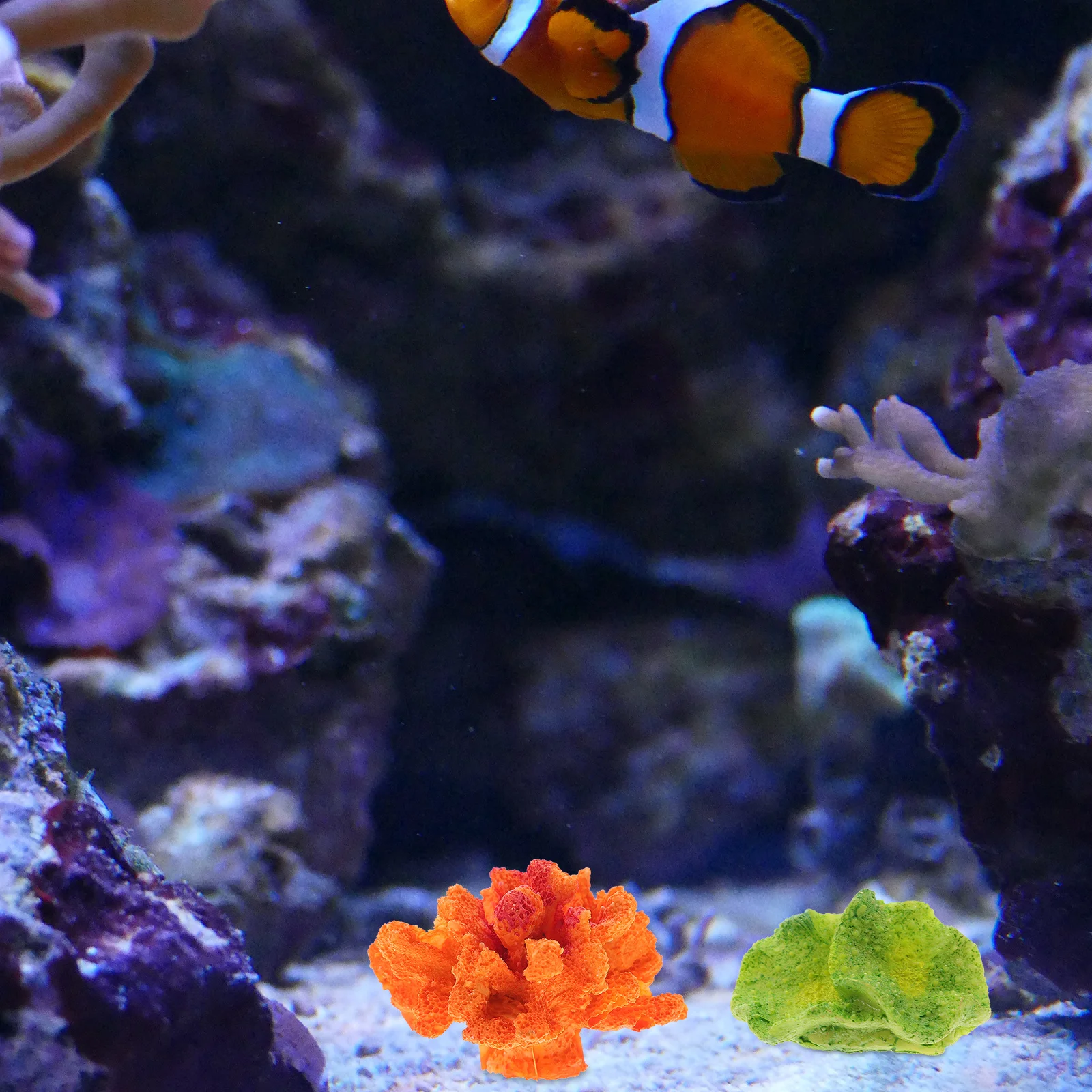 

4Pcs Simulated Coral Reef Decor Marine Organism Resin Aquarium Accessory Desktop Fish Tank Decor Bright Color Ornament