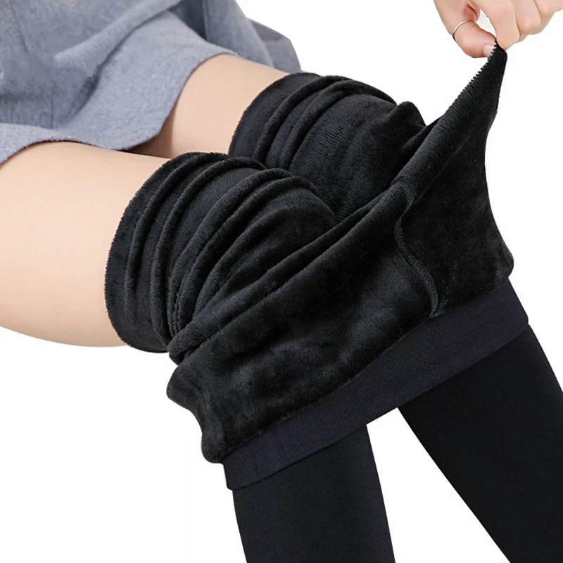 Fluwelen Dikker Leggings Vrouwen Winter Warm Hoge Taille Elastische Legging Vrouwen Sexy Slanke Panty Fleece Effen Kleur Lichaam Sokken Broek