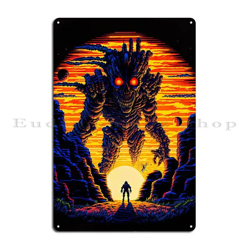 Giant Monster Metal Sign Designs Garage Cave Cinema Kitchen Tin Sign Poster