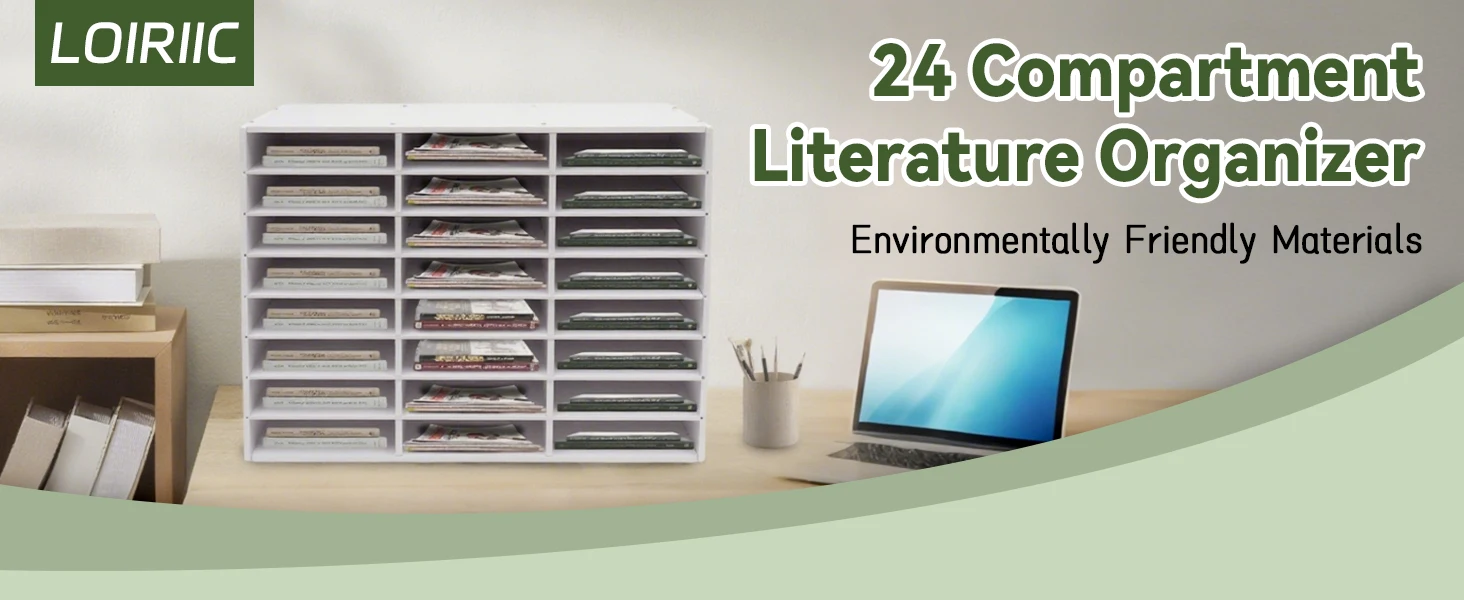BYMAOCAR Filing Trays 24 Compartments Organizer, Sturdy Mail Sorter Organizer Wood Desktop Organizer Wood Literature Organizer File Holder for Office 8 Tier Magazine Storage Rack 73.7 * 30.2 * 59.6cm