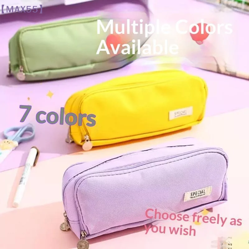【MAX-55】Canvas Pencil Case Large Capacity Multiple Colors Perfect For Students School Office Daily Use