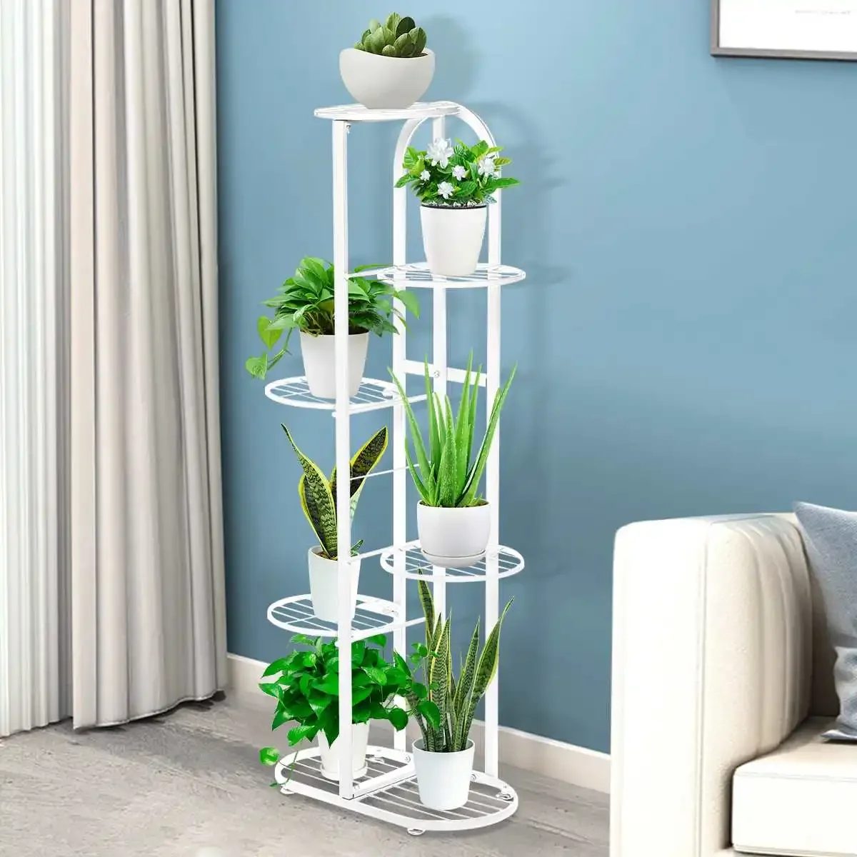 Multi-tiered Plant Stand 6 Tiers Pine Wood Succulent Pots Planter Display Rack Balcony Potted Flower Rack Shelf Indoor Outdoor