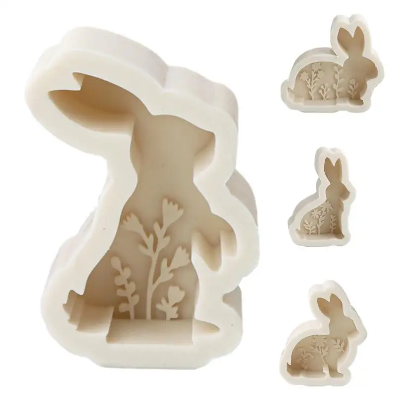 Easter Molds Silicone Resin Casting 2D Candle Mold DIY Easter Bunny Ornament Mould Desk Decor Epoxy Mold Resin Molds Home