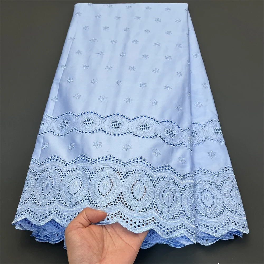 

Latest 2025 African Nigerian High-Quality Guipure Embroidery Dress Fabric Sequins Tulle Lace Cotton 5 Yards hz1351