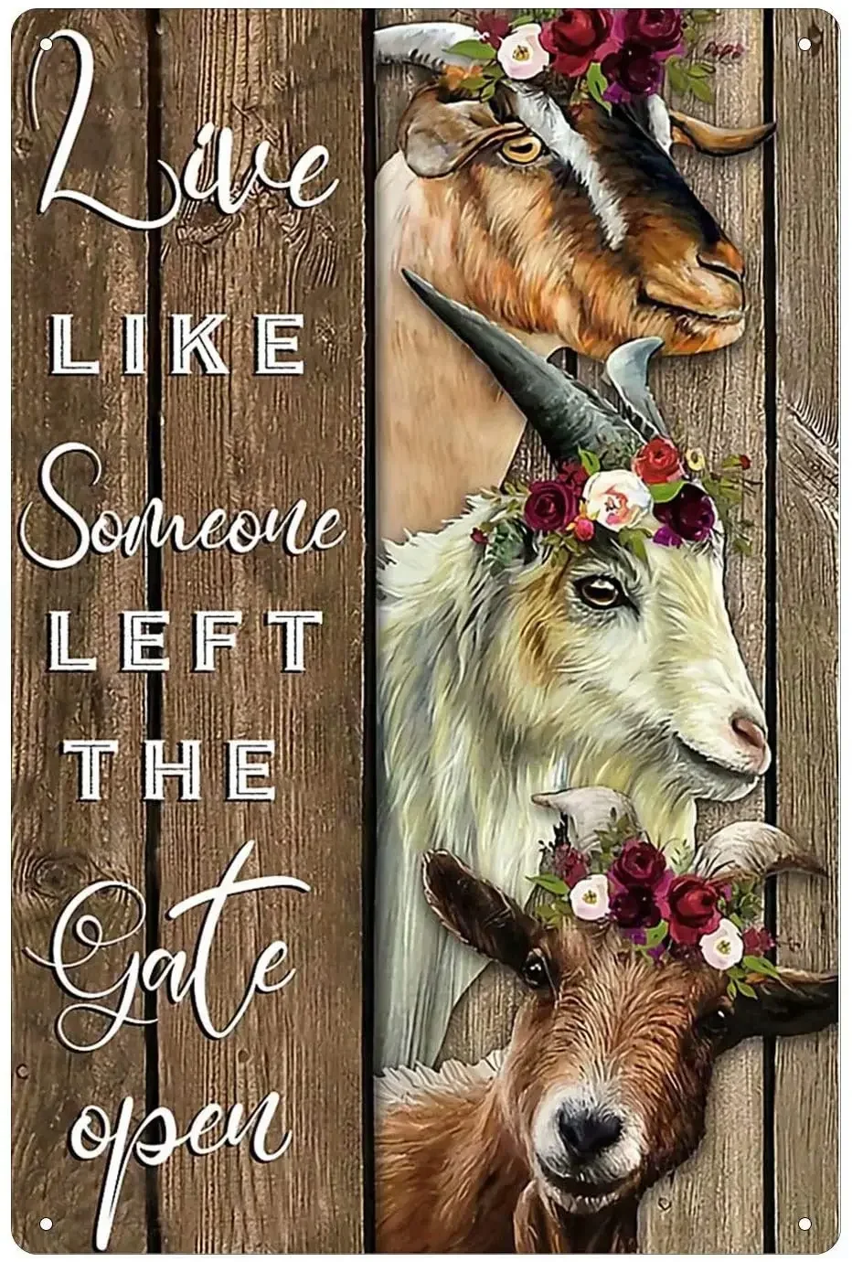 

Farm Tin Sign Old-Fashioned Three Flowers Goat Bar Farm Country Cafe Bathroom Wall Decoration Retro 8x12 Inch Gift Retro