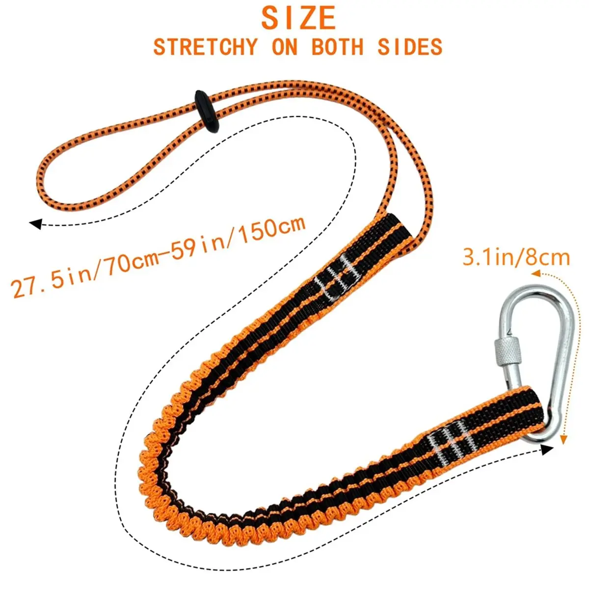 With Carabiner Hook Tool Rope Tether Anti-Lost Gadget Telescopic Elasticity Rope Outdoors Maintenance Tools Lanyard 6pcs