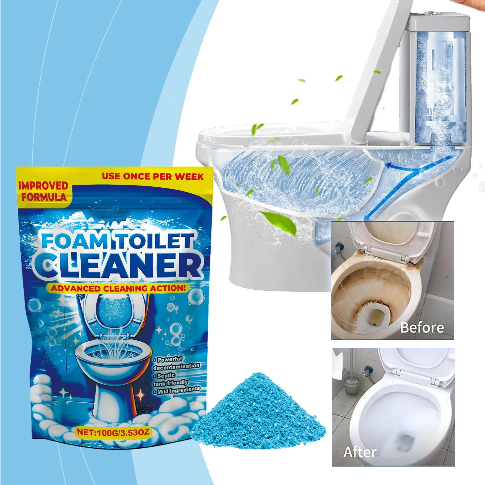 1*Toilet Bowl Cleaner Quickly Dissolves Dirt Decontamination Cleaner Kitchen Pipe Opener