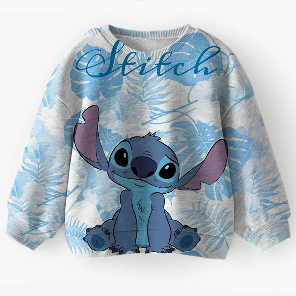 

2025 Autumn Men's Baby Hoodie Long Sleeve Cartoon Disney Lilo&Stitch Children's Sportswear Girls' Clothing