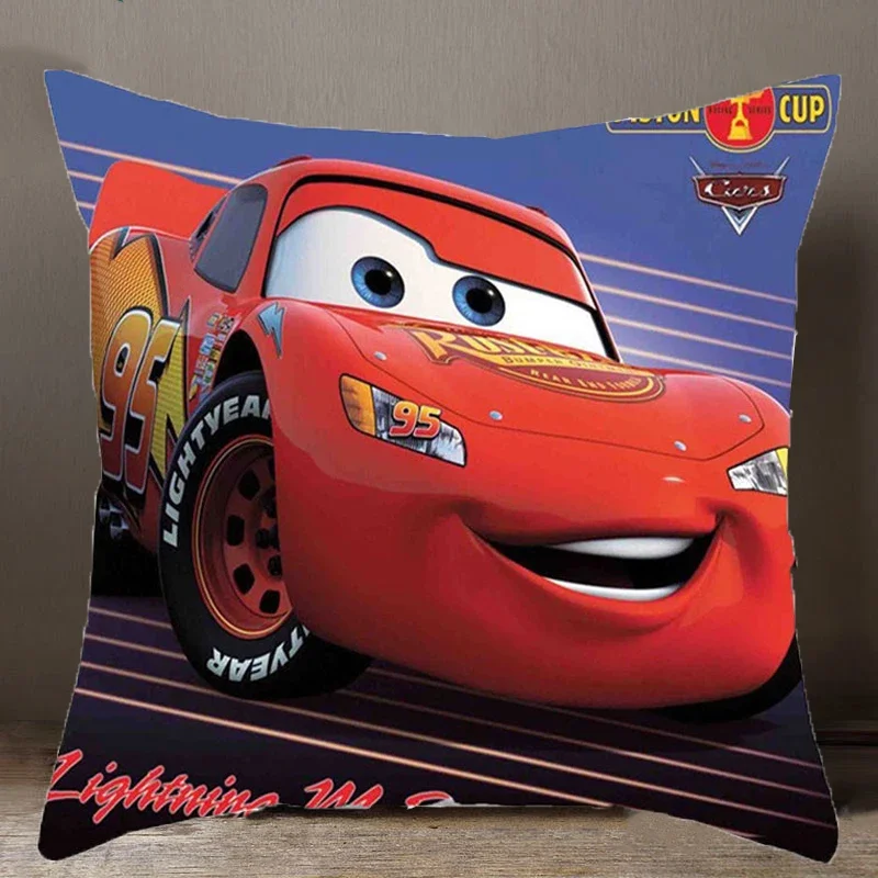 Disney Cartoon Pillowcase Cushion Cover Lightning McQueen Car Throw Pillow Case for Sofa Car Christmas Gift 40x40cm