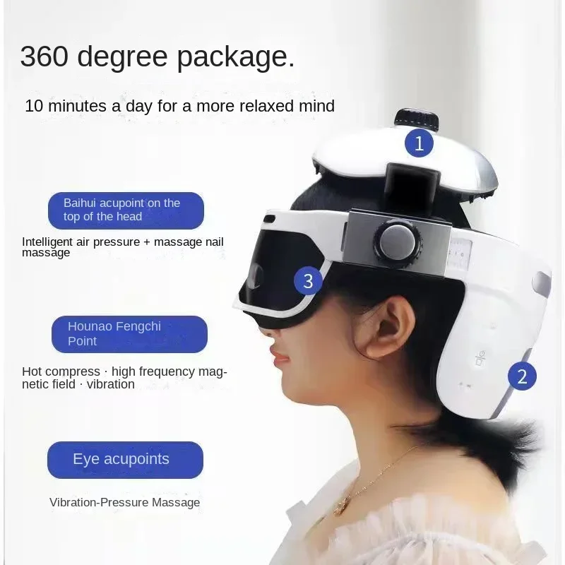 Practical bestseller  Electric Head Massager Scalp Automatic Hot Compress Relaxation Massager for Headaches Air Pressure Kneadin