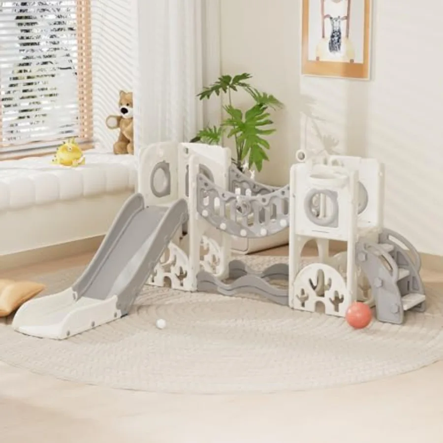 

Игровой комплекс 10 в 1 для малышей: горка, баскетбольное кольцо, для улицы и дома, для детей 1-3 лет