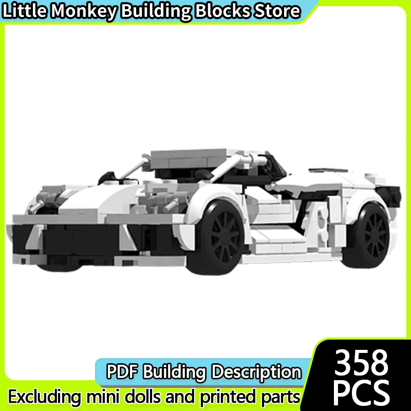 

Speed Racing Car Model MOC Building Bricks C8 White Sports Car Modular Technology Children Holiday Gifts Assemble Toys Suit