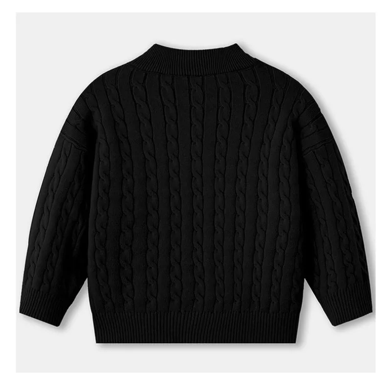 UNITIM Herbst 2-12 Jahre Kinder Jungen Pullover mit Stehkragen, Kinder Jungen Zopfmuster Pullover, einfache Langarm-Oberteile für Kleinkinder und Babys – Detail 28