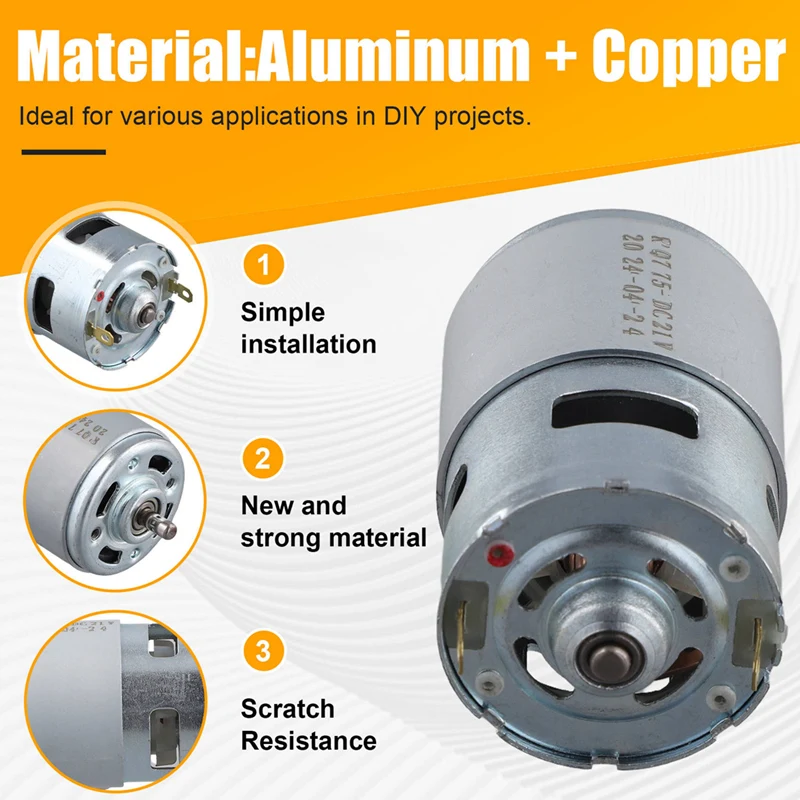 775 DC 21V Small Brush Motor High-Speed Silent Motor High-Power Dual Bearing Motor-WDL - view 5