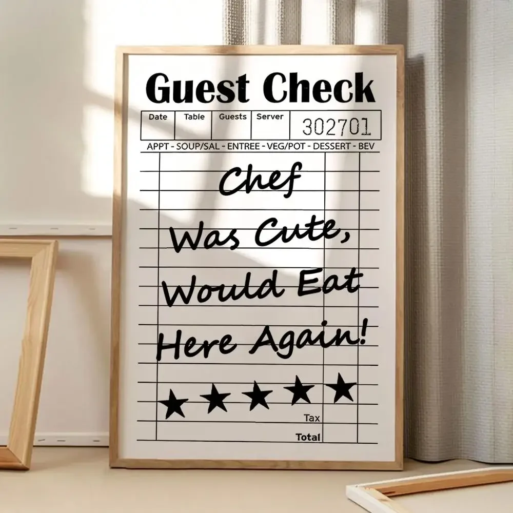 Multiple sizes 1pc frameless Canvas Painting,Food and Drinks Dinner WineYes Chef Coffee Table Kitchen Art Canvas Poster Printing