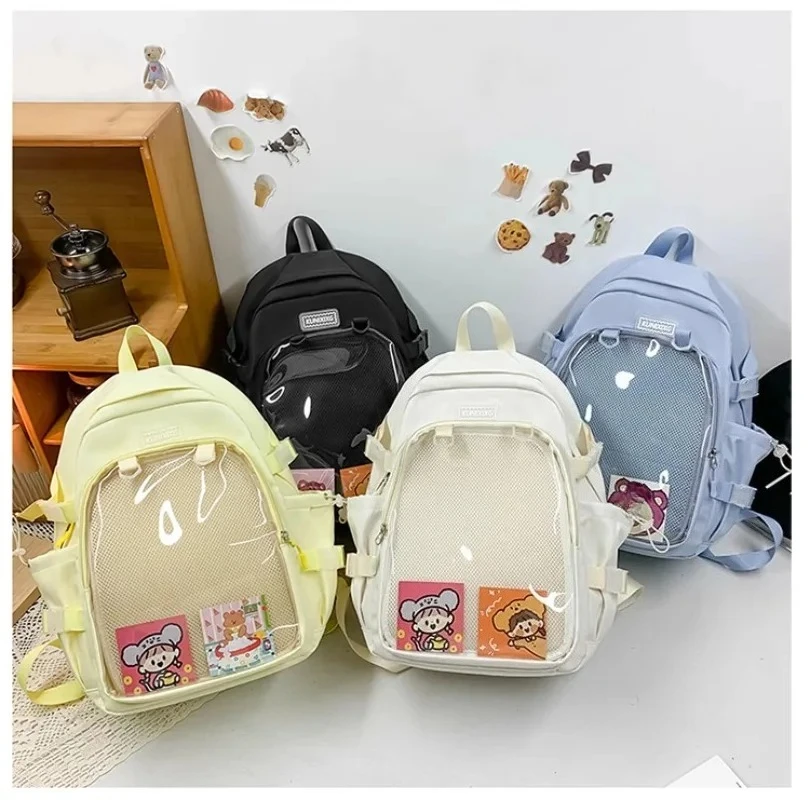 

Ita Bag, новые летние прозрачные рюкзаки для женщин, 2025 г., холщовые школьные сумки большой вместимости, рюкзак ярких цветов для девочек-подростков
