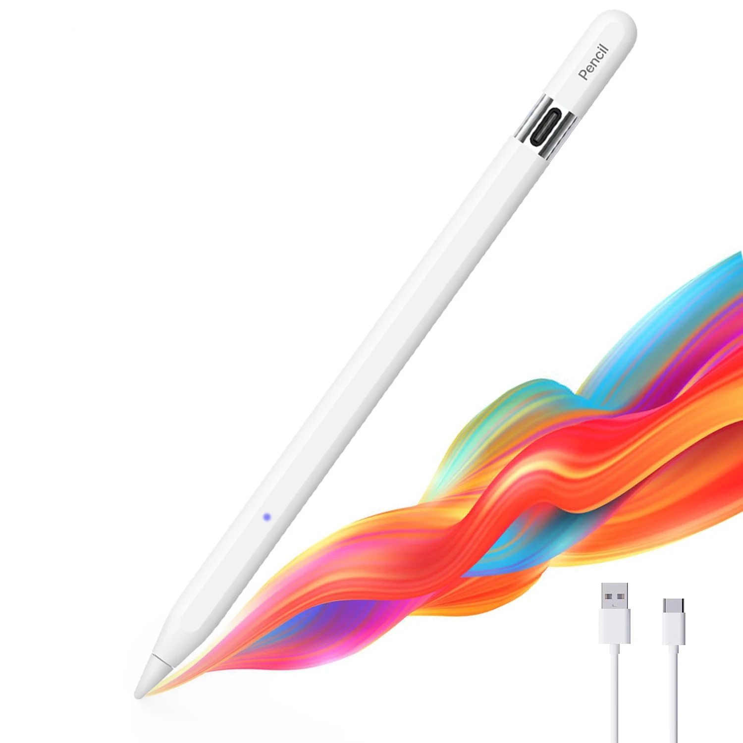 

Стилус для iPad, USB-C, для планшетов iOS, с функцией отталкивания ладони, чувствительностью к наклону и давлению, с индикатором заряда, для iPad 6, 7, 8, 9, 10, Pro 3, 4, 5