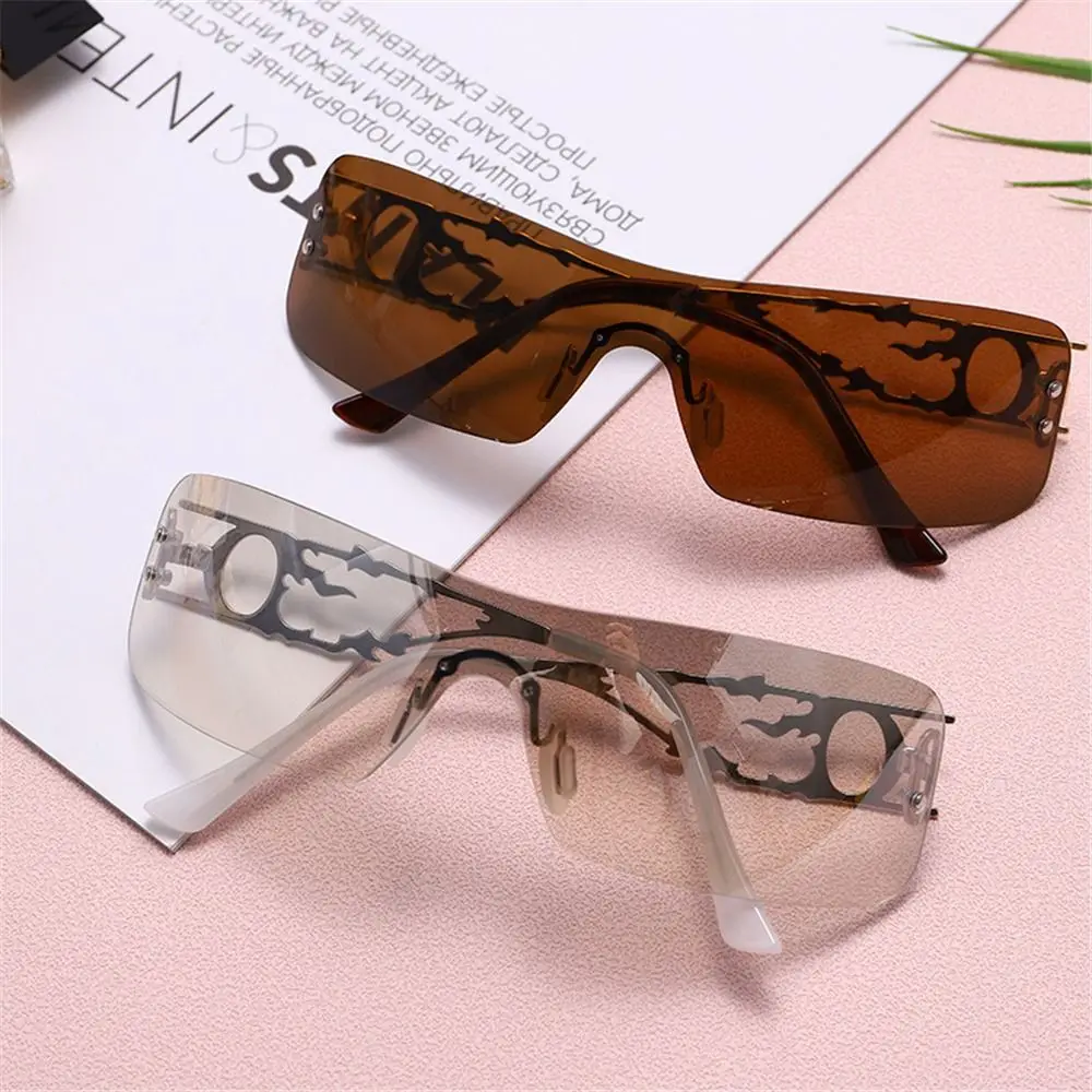 Fashion Cyber Retro One Piece Wrap Around Eyewear Men Shades Y2K Sunglasses