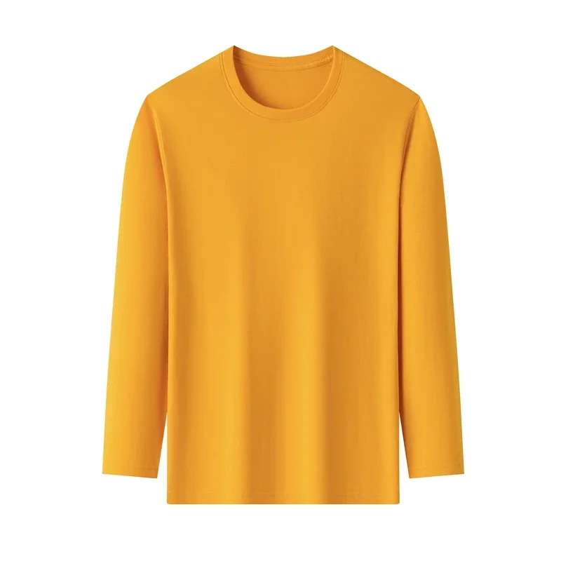 Heren effen kleur ronde hals lange mouw T-shirt katoen zomer comfortabel ademend casual top in verschillende kleuren