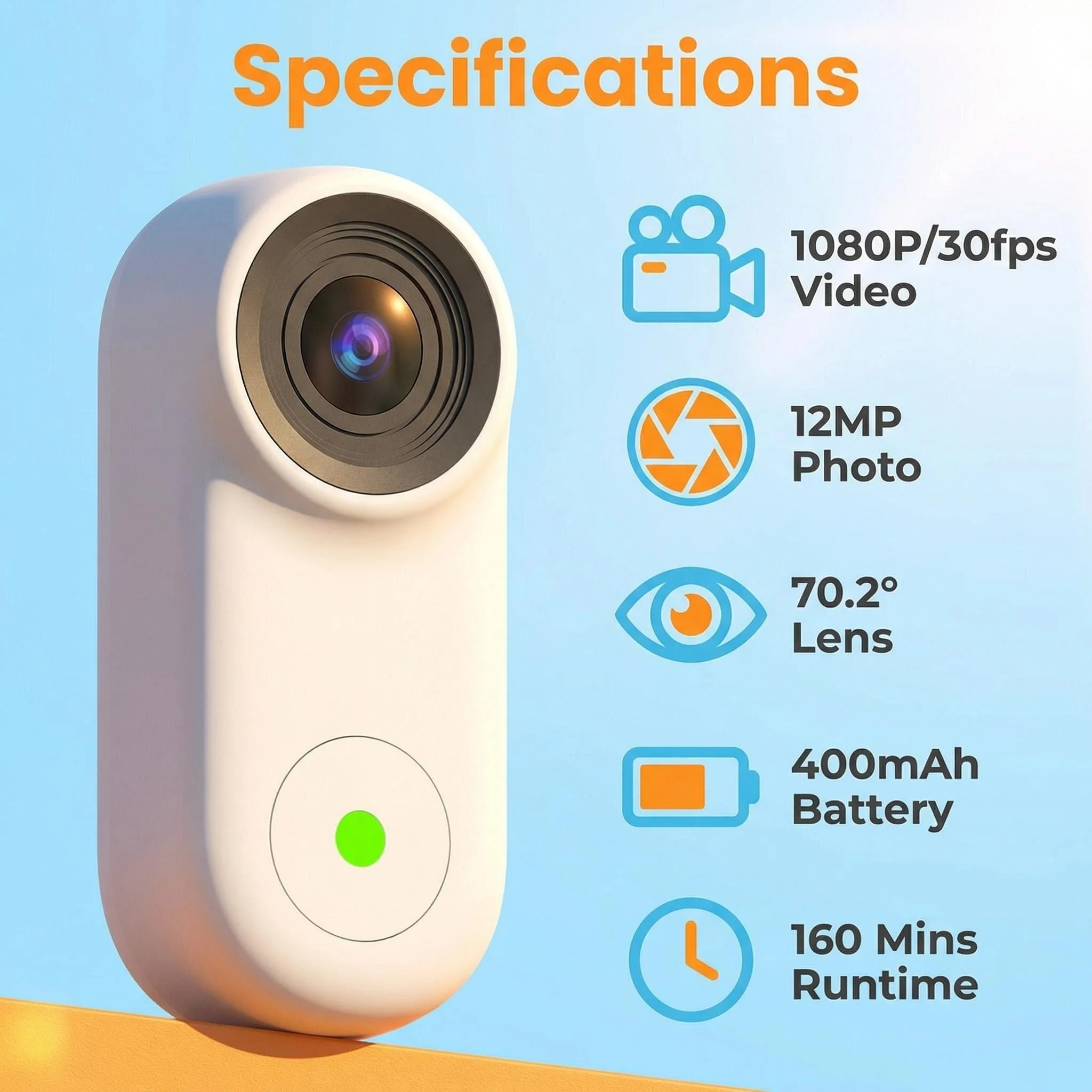 Nova Câmera Portátil Mini para Pets com Cordão Magnético para Ciclismo e Vlogging de Estilo de Vida