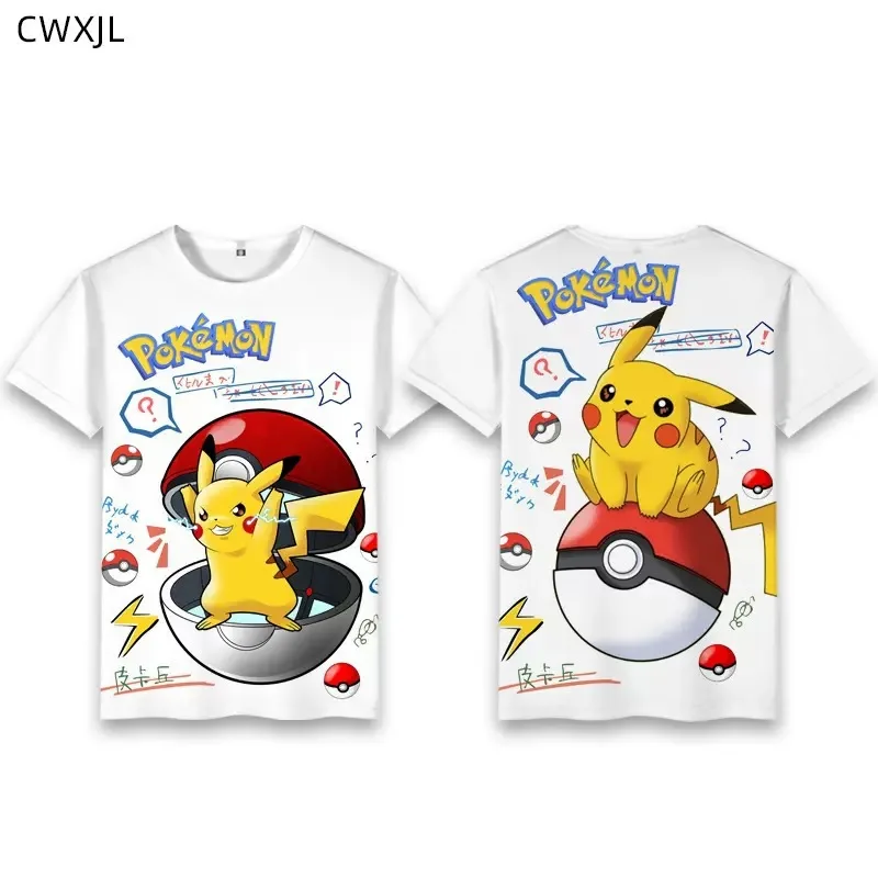 Pokemon Cartoon 3D Printing T Shirt Clothes Children Summer Short Sleeves Fashion Round Neck Short Sleeved Birthday Gifts