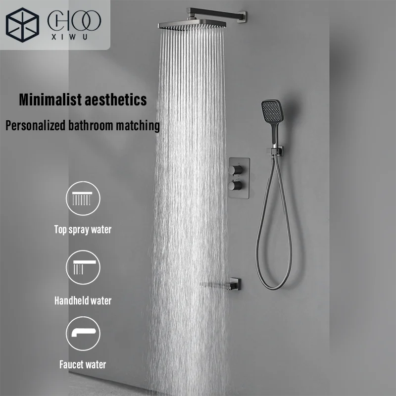 Bathroom three-function hidden shower head, three-function handheld, replacement and maintenance without damaging the wall