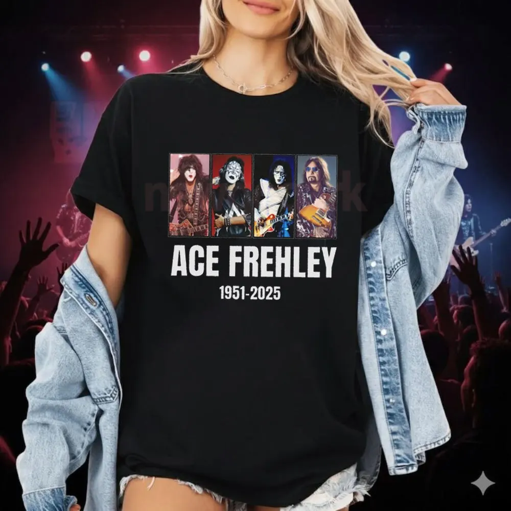 

Ace Frehley Memorial Music Shirt Ace Frehley Thanks for The Memory 1951-2025 Graphic T Shirts Woman Man Fans Cotton Tops Tee