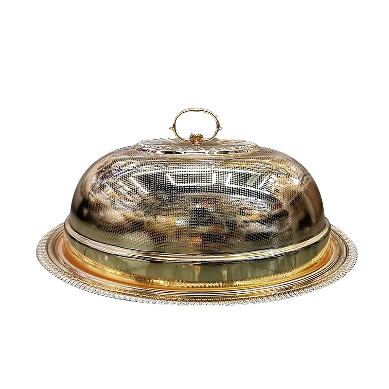 Emboss Stainless Steel Chafing Dish Hotel Plate Party Silver Wholesale  Food Warmer Serving Tray with Lid