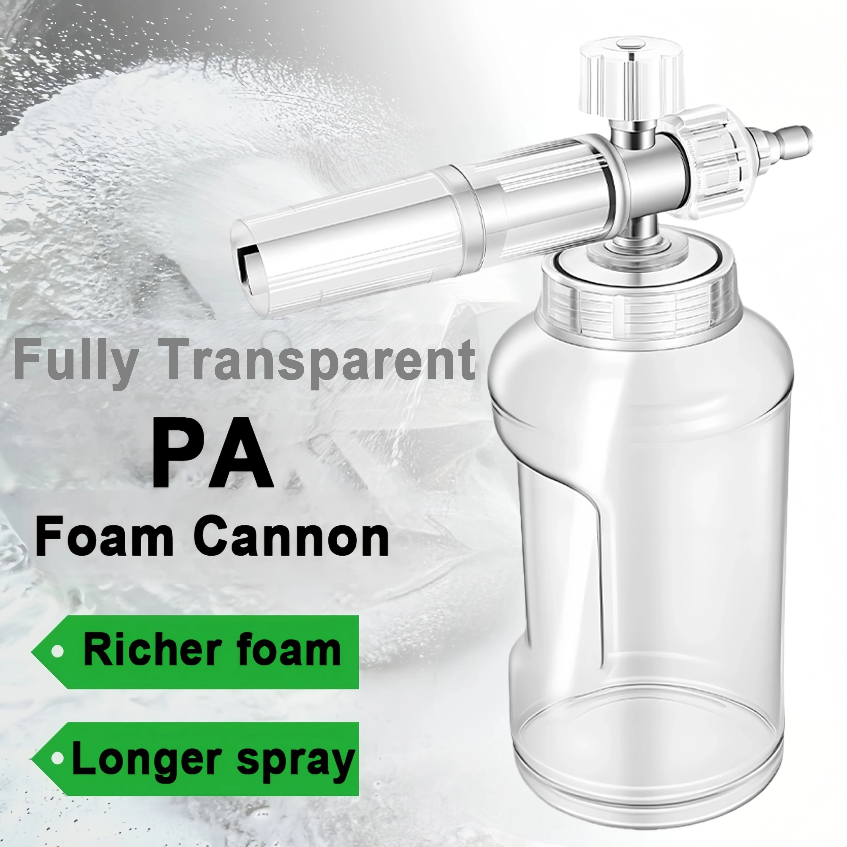 

New Corrosion Oxidation Resistant Foam Cannon Alloy Plated Large Capacity Adjustable Nozzle Durable Car Wash Accessory