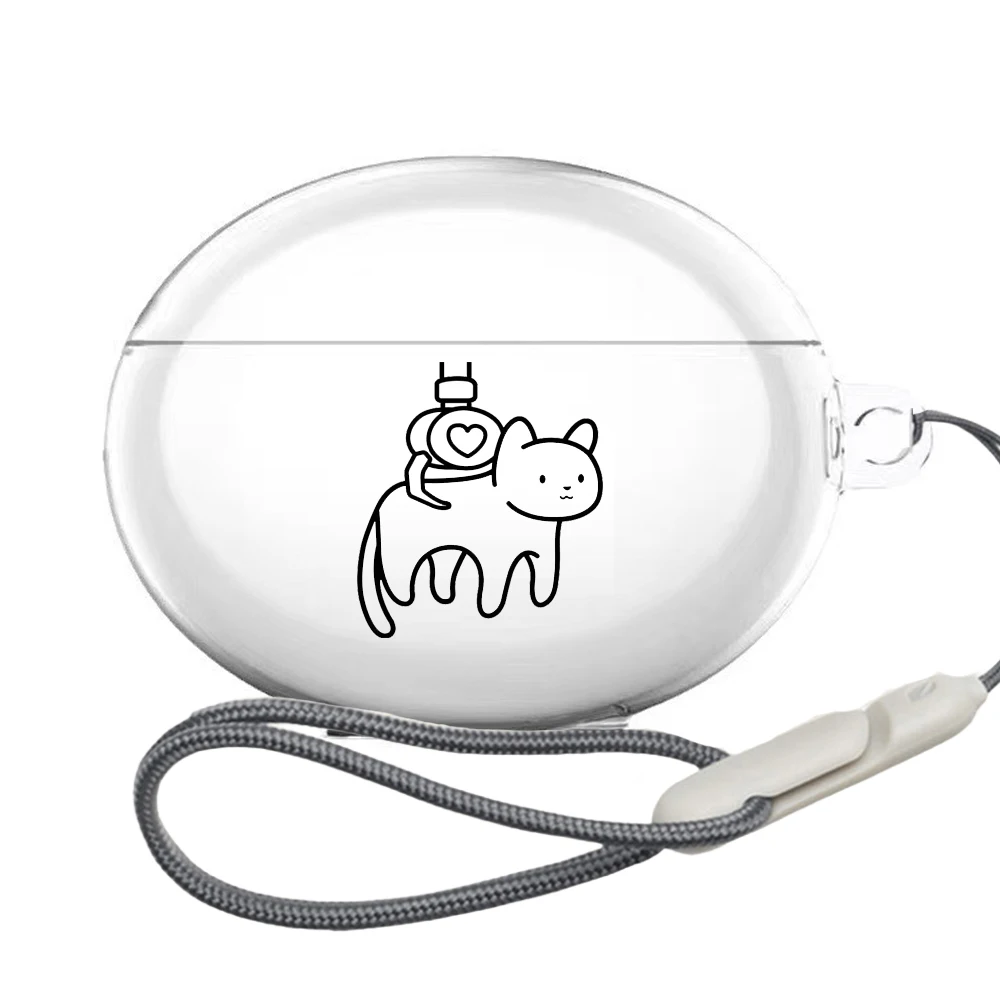 Étui transparent en TPU pour Huawei FreeBuds 6i 5i Pro3 4 SE3, housse de protection pour écouteurs sans fil, coque avec lanière à crochet