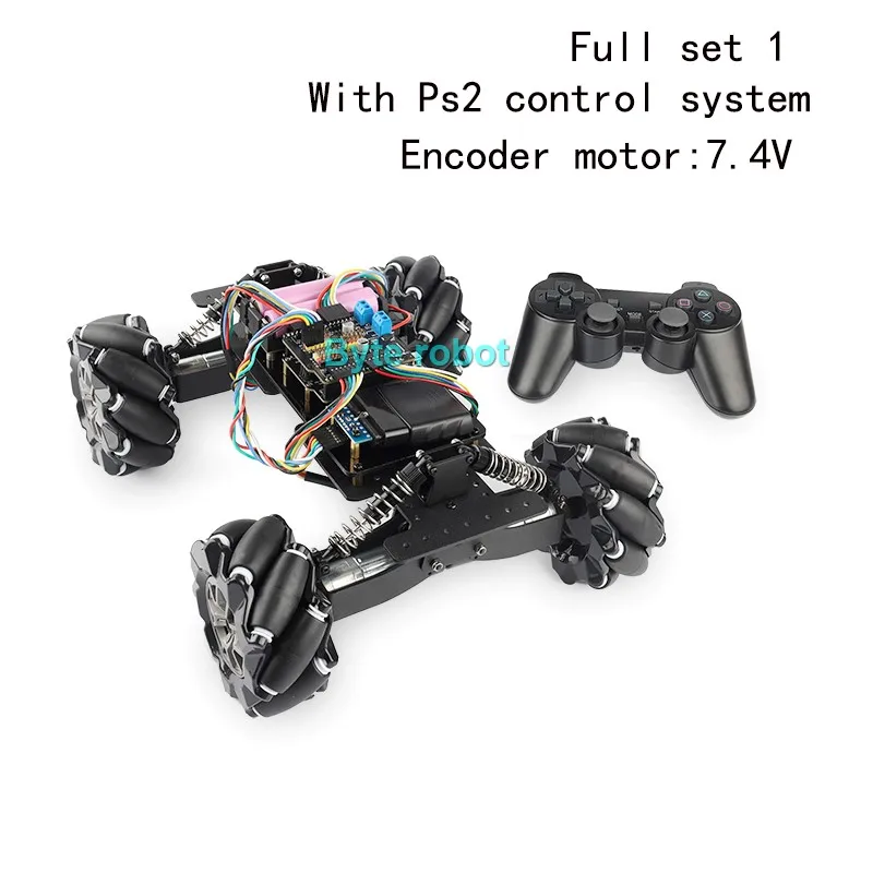 Assorbimento degli urti omnidirezionale Mobile Car regolabile 4WD Mecanum Chassis per Arduino Robot Kit fai da te ruota di sospensione RC