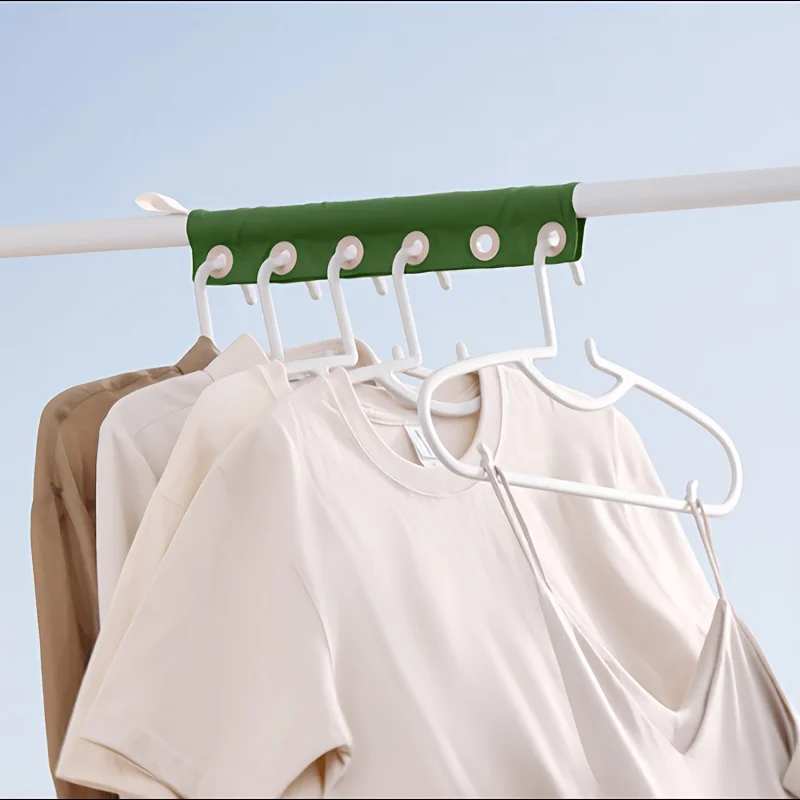 Foldable 6-Hole Clothes Hanger Strip,Portable Windproof Laundry Hook, Bathroom Towel Rod,Space-Saving Clothes Organizer for Home