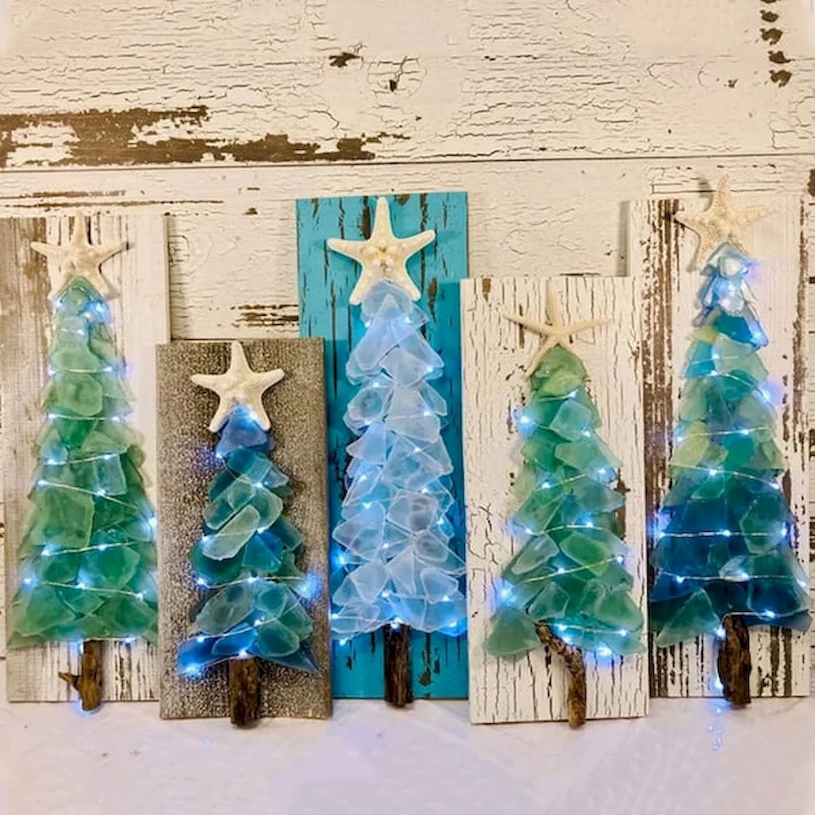 DIY zeeglas kerstboomkit tafelblad kerstbomen met verlichting thuis glazen ornamenten DIY handgemaakte ambachten voor kinderen cadeau