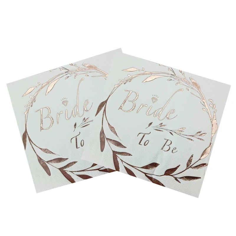 20Pcs Rose Gold Bronzing Mr&Mrs Wedding Napkins Bride To Be Wedding Party Bridal Shower Hen Party Table Decor Paper Tissue