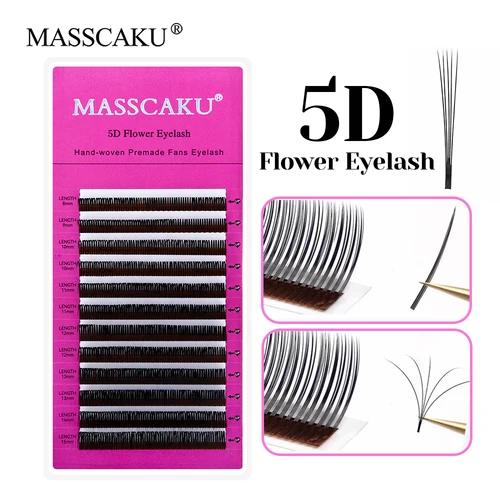 MASSCAKU, nueva extensión de pestañas 5D Spikes Fairy Flora, 0,07mm de espesor, longitud mixta, pestañas autoventiladoras hechas a mano para cada ocasión
