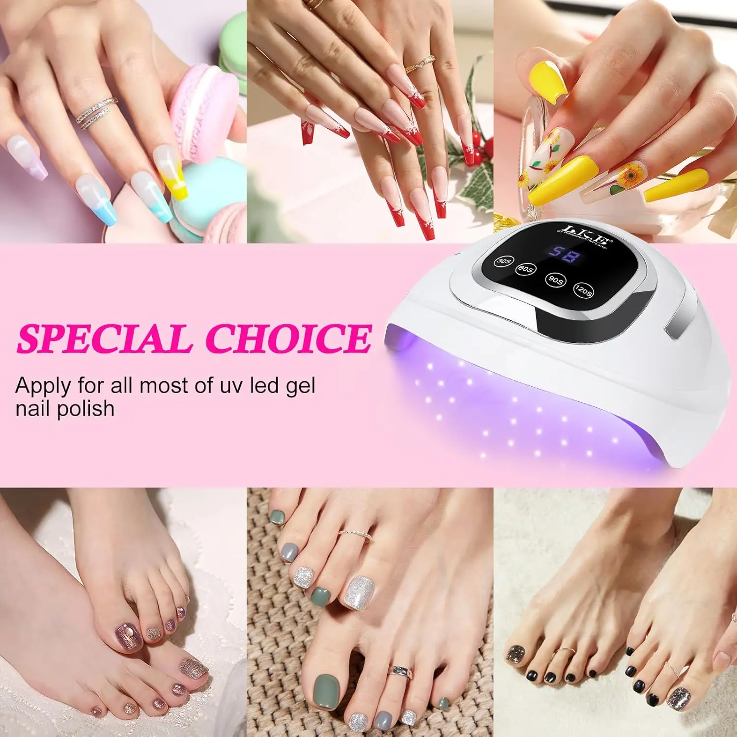 Lampada UV per unghie 268W, asciuga unghie gel LED con 60 perline, 4 timer e sensore per salone di casa