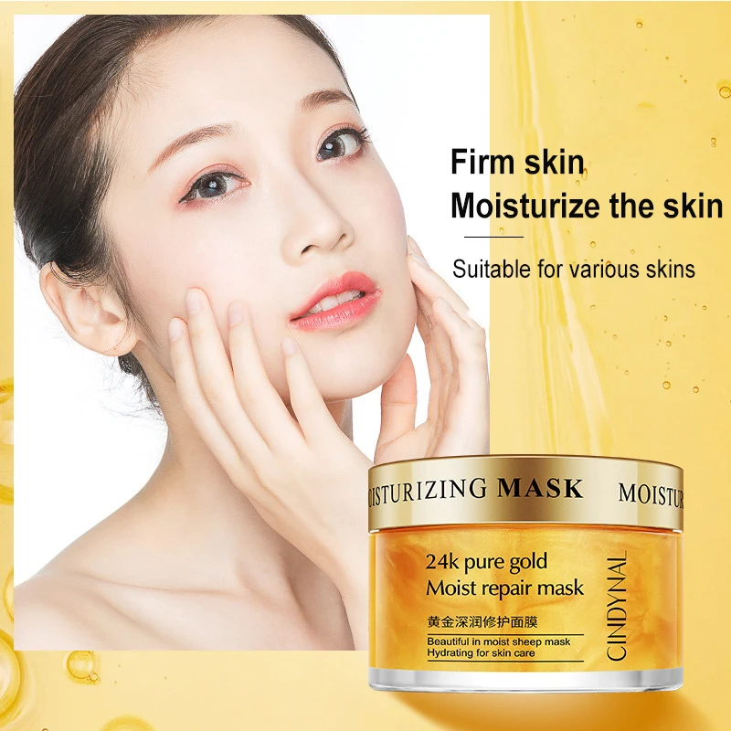 24k Pure Gold Moist Repair Mask Face Cream Collagen Anti-Wrinkle Sleeping Mask Whitening Moisturizing Anti-aging Skin Care