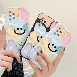 Cute Smile Wave Bumper Soft Case For Samsung A54 5G A53 A13 A34 A14 A23 A21S A51 A52 A32 A12 A50 S20 FE S23 Ultra S22 S21 Cover