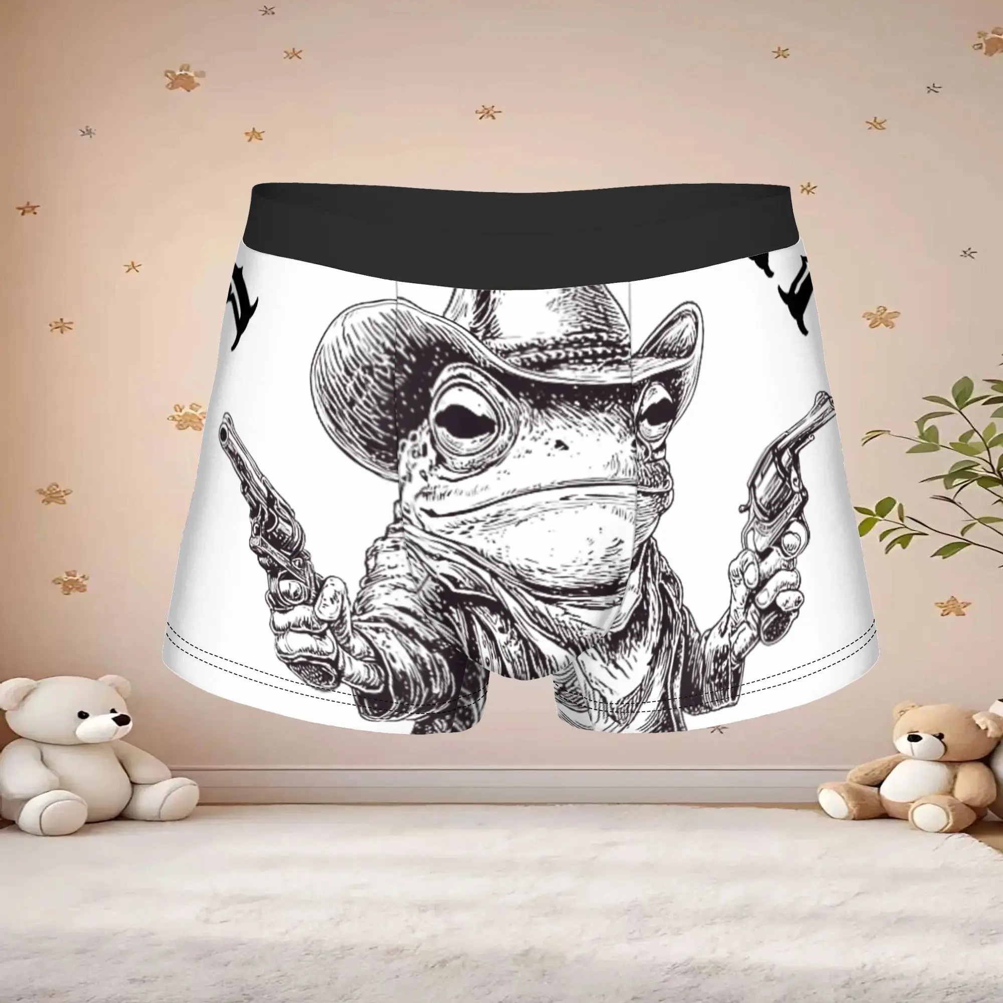 1pc Vintage Funny Cowboy Frog Rizz Underpants Humor Panties Men's Underwear Comfortable Shorts Boxer Briefs