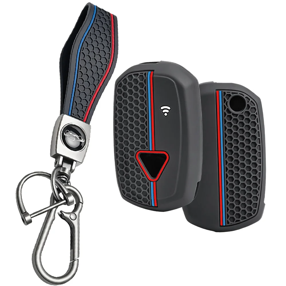 For Triumph Speed Triple RS Tiger 1200 Rocket 3 silicone motorcycle key fob cover with clasp strap and carabiner
