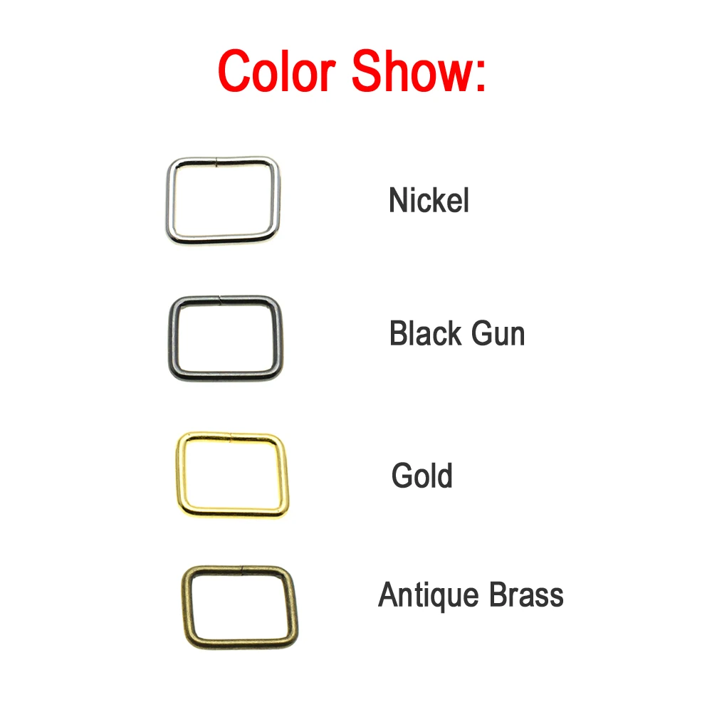 100 Pcs/Pack Webbing 10-38MM Metal Wire Formed Rectangle Ring Loops For Luggage Backpack Travel Bag