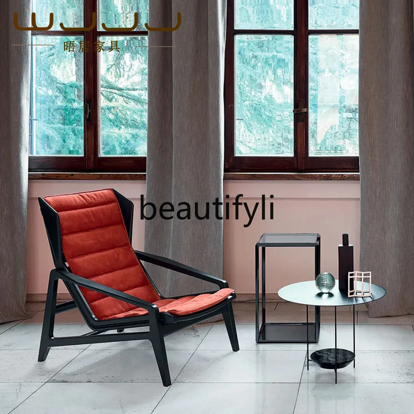 

xz1Creative solid wood, single sofa chair hotel model room retro simple leisure chair