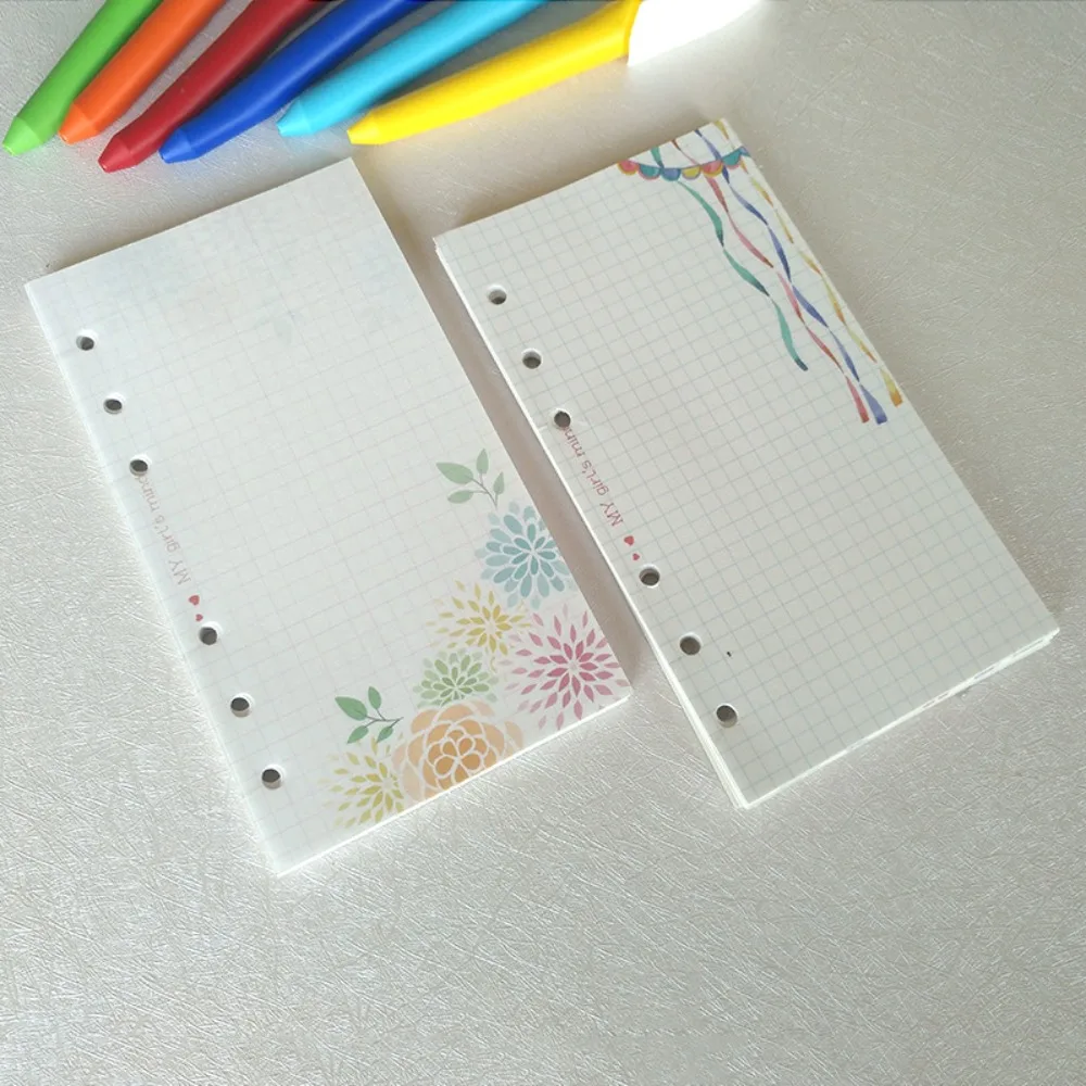 40Sheet A5 A6 A7 Loose-Leaf Refill Paper Flower 6-hole Inner Refill Spiral Binder Paper Separator Page Paper Cake