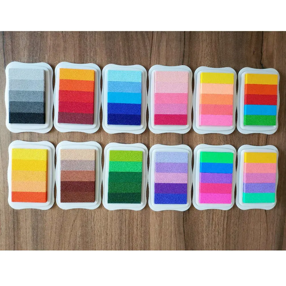 5 Colors Gradient Ink Pad Water-Based Quick Ink Stamps for Scrapbooking Paper Fabric Wood Craft Finger Painting